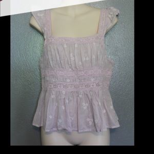 Free people lilac embroidered lace tank top size S